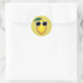 Funny Lemon Sunglasses Runder Aufkleber (Tasche)