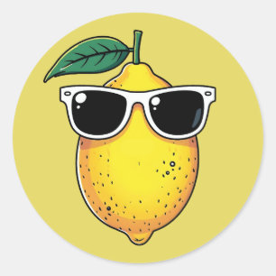 Funny Lemon Sunglasses Runder Aufkleber