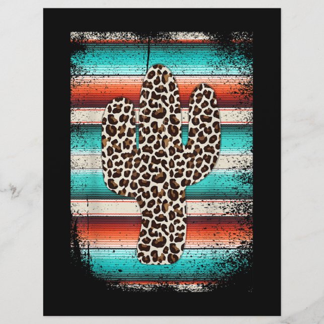 Funny Leopard Cactus Serape Cactus print Türkis Briefbogen (Vorderseite)