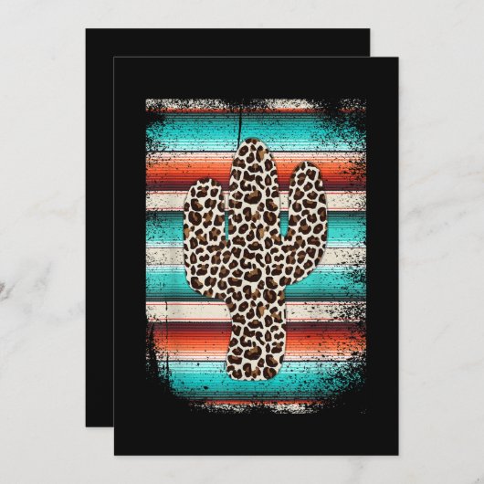Funny Leopard Cactus Serape Cactus print Türkis Einladung (Vorne/Hinten)