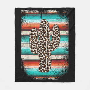 Funny Leopard Cactus Serape Cactus print Türkis Fleecedecke