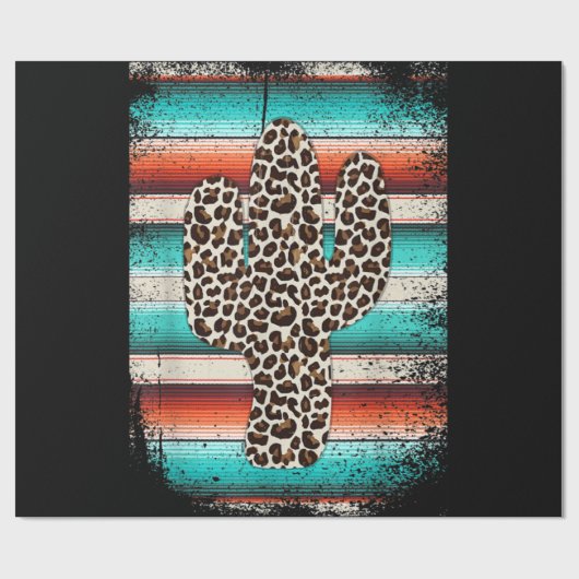 Funny Leopard Cactus Serape Cactus print Türkis Geschenkpapier (Flach)