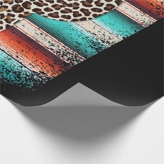 Funny Leopard Cactus Serape Cactus print Türkis Geschenkpapier (Ecke)