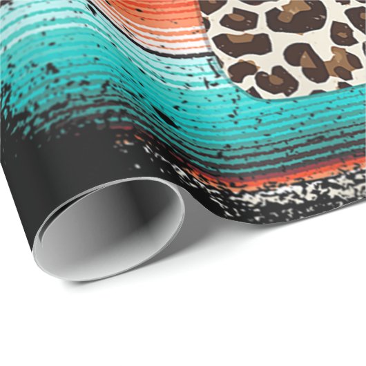 Funny Leopard Cactus Serape Cactus print Türkis Geschenkpapier (Rolleneckpunkt)