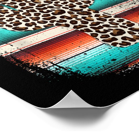 Funny Leopard Cactus Serape Cactus print Türkis Poster (Ecke)