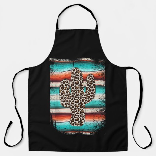 Funny Leopard Cactus Serape Cactus print Türkis Schürze (Vorderseite)