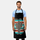 Funny Leopard Cactus Serape Cactus print Türkis Schürze (Getragen)