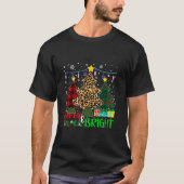 Funny Leopard Karierte Weihnachtsbaumen froh und b T-Shirt (Vorderseite)