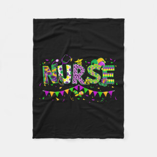 Funny Leopard Mardi Gras Nurse Nursing School Appa Fleecedecke