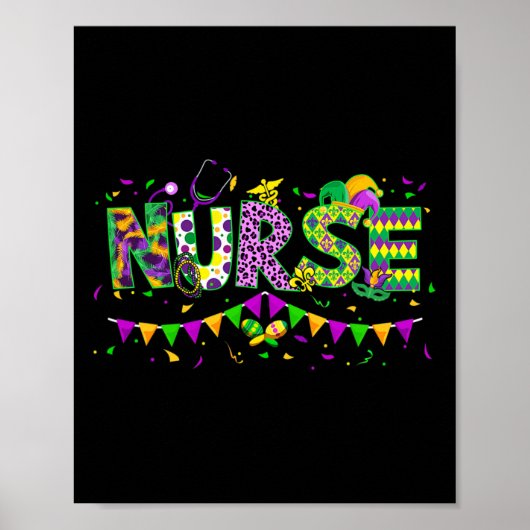 Funny Leopard Mardi Gras Nurse Nursing School Appa Poster (Vorne)