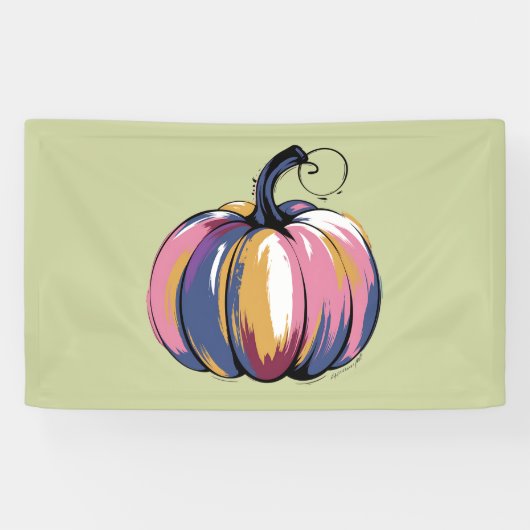 Funny Leopard Pumpkin Halloween Fall Banner (Horizontal)