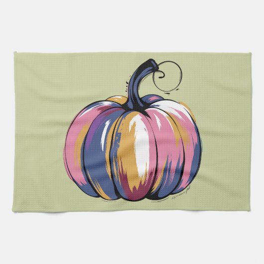 Funny Leopard Pumpkin Halloween Fall Geschirrtuch (Horizontal)