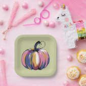 Funny Leopard Pumpkin Halloween Fall Pappteller (Party)