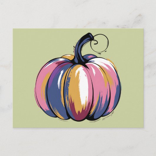 Funny Leopard Pumpkin Halloween Fall Postkarte (Vorderseite)