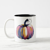 Funny Leopard Pumpkin Halloween Fall Zweifarbige Tasse (Links)