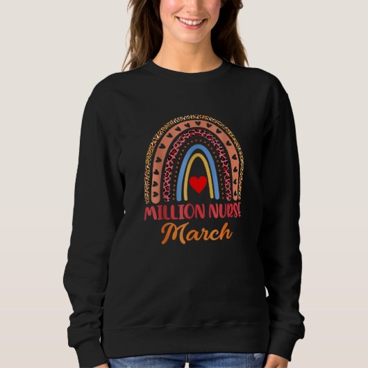 Funny Leopard Rainbow Million Nurse März 2022 Lov Sweatshirt (Vorderseite)