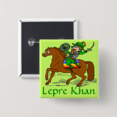 Funny Lepre Khan St Patrick's Day Button (Vorne & Hinten)