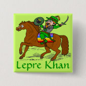 Funny Lepre Khan St Patrick's Day Button (Vorderseite)
