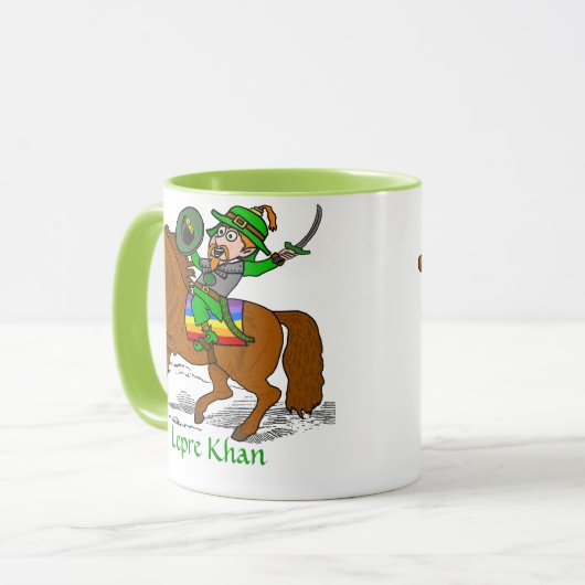 Funny Lepre Khan St Patrick's Day Tasse (Vorderseite Links)