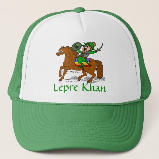 Funny Lepre Khan St Patrick's Day Truckerkappe (Vorderseite)