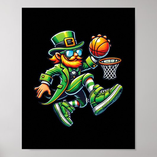 Funny Leprechaun Dunking Sketll Boys Kid St Patric Poster (Vorne)