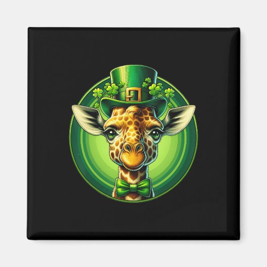 Funny Leprechaun Giraffe St Patricks Day Kinder Mä Magnet (Vorne)