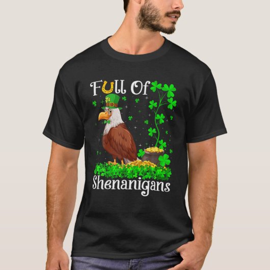 Funny Leprechaun Kleeblatt Leaf Eagle Bird St. Pat T-Shirt (Vorderseite)