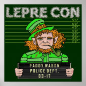 Funny Leprechaun Leprecon Mugshot Poster (Vorne)