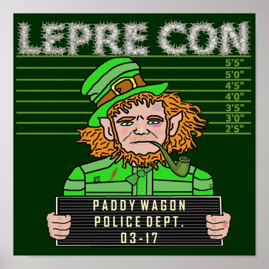 Funny Leprechaun Leprecon Mugshot Poster (Vorne)