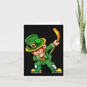 Funny Leprechaun Play Hockey St Patricks Day Sport Karte