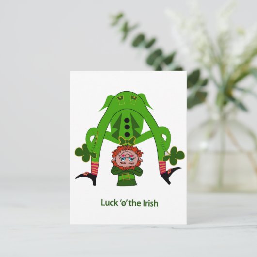 Funny Leprechaun Postkarte (Stehend Vorderseite)