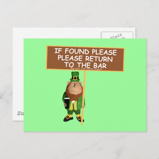 Funny Leprechaun Postkarte (Vorne/Hinten)