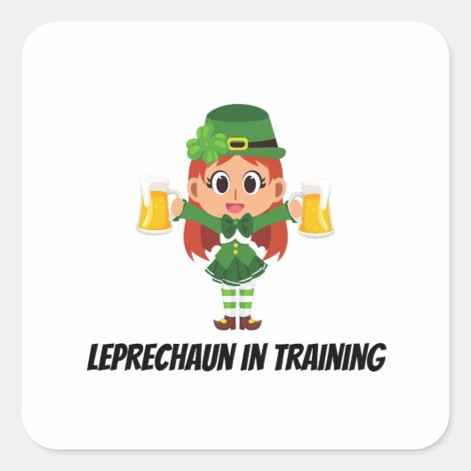 Funny Leprechaun Quadratischer Aufkleber (Vorderseite)