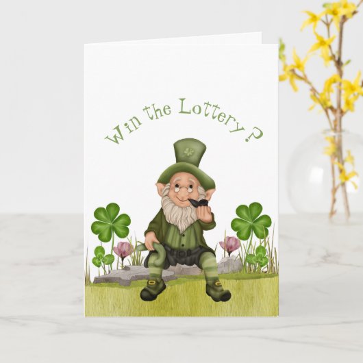 Funny Leprechaun St. Patrick's Day Gruß Karte (Gelbe Blume)