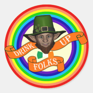 Funny Leprechaun St Patrick's Day Runder Aufkleber