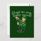 Funny Leprechaun und Bierhemd für St. Pat Postkarte (Vorne/Hinten)