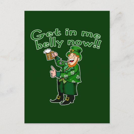 Funny Leprechaun und Bierhemd für St. Pat Postkarte (Vorderseite)