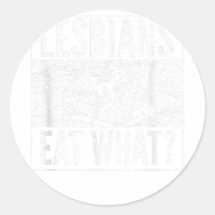 Funny Lesbians essen, was Cat Kitten LGBT Spaß Runder Aufkleber