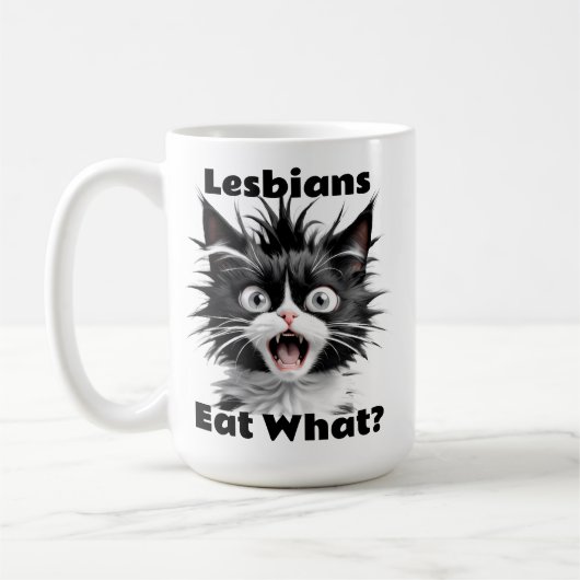 Funny Lesbians essen was? Cat Lesbian LGBT Kaffeetasse (Links)