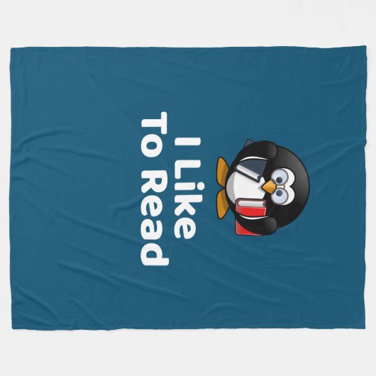 Funny lese ich gerne Pinguin Funny Reading Fleecedecke (Vorderseite (Horizontal))