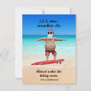 Funny Let it Snow Florida Santa Surfing Urlaub Feiertagskarte