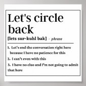 Funny Let's circle back definition Poster (Vorne)
