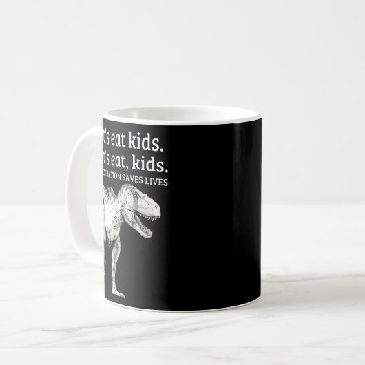 Funny Let's essen Kids Punctuation Rette Lives Gra Kaffeetasse (Vorderseite Links)