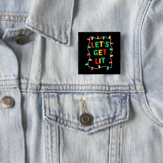 Funny Let's Get Lit Christmas Button (Beispiel)
