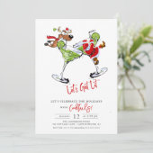 Funny Let's Get Lit Holiday Cocktail Party Einladung (Stehend Vorderseite)