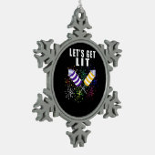 Funny Let's Get Lit - Unabhängigkeit Pun Classic Schneeflocken Zinn-Ornament (Links)