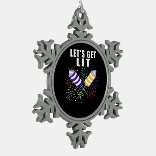 Funny Let's Get Lit - Unabhängigkeit Pun Classic Schneeflocken Zinn-Ornament (Links)