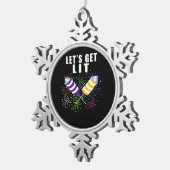 Funny Let's Get Lit - Unabhängigkeit Pun Classic Schneeflocken Zinn-Ornament (Rechts)