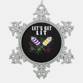 Funny Let's Get Lit - Unabhängigkeit Pun Classic Schneeflocken Zinn-Ornament (Vorderseite)