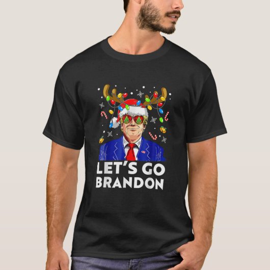 Funny Let's Go Branson Brandon Trump Weihnachtssch T-Shirt (Vorderseite)